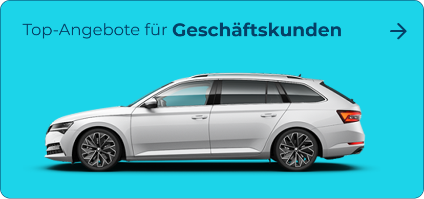 Weißer Kombi mit Text 'Top-Angebote für Geschäftskunden' – exklusive Leasingangebote für Firmen und Flottenmanager